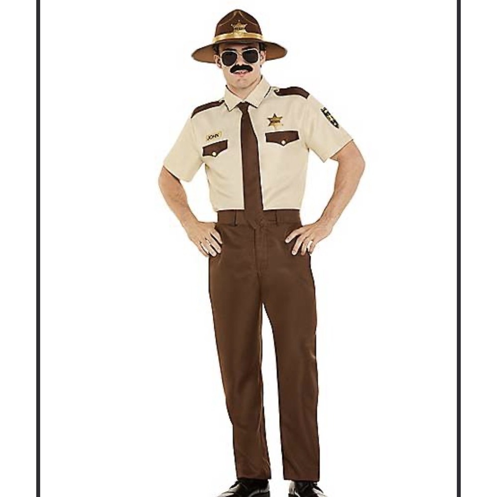 Spirit Halloween Adult Men's Sheriff Costume Size XL Hat Shirt Pants Tie Badge**